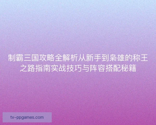 制霸三国攻略全解析从新手到枭雄的称王之路指南实战技巧与阵容搭配秘籍